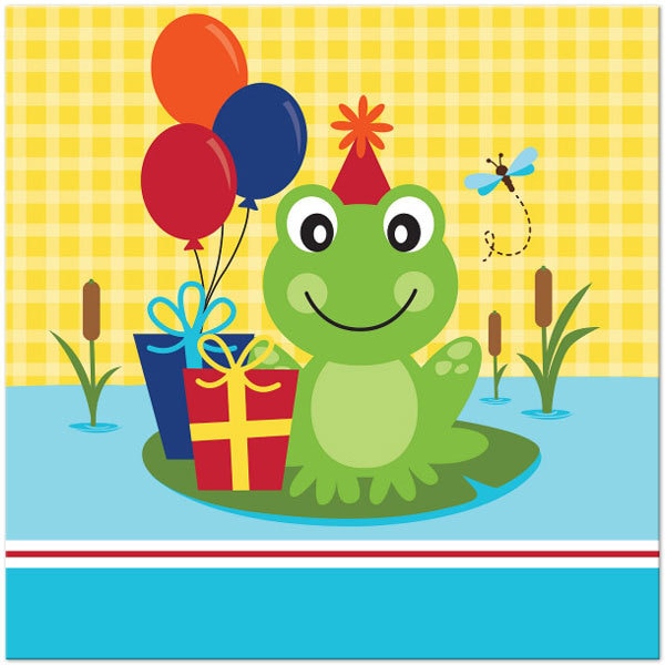 Frog and Turtle Party Lunch Napkins, 6.5 inch fold, set of 18