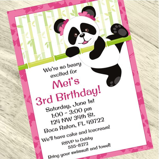 Birthday Direct's Little Panda Party Custom Invitations