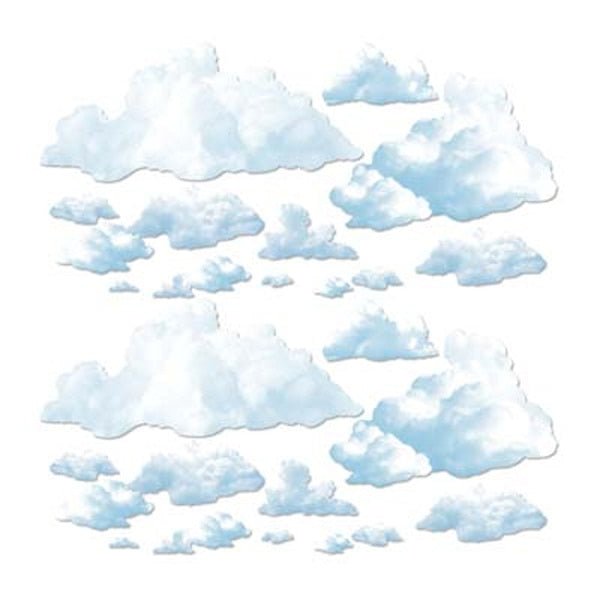 Fluffy Clouds Wall Decorations, 60.5 inch, set of 24