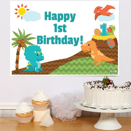 Little Dinosaur 1st Birthday Sign, 8.5x11 Printable PDF Digital Download by Birthday Direct