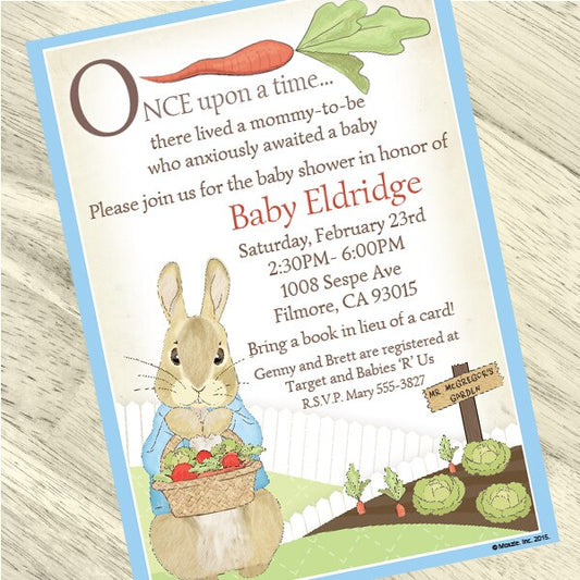 Birthday Direct's Peter Rabbit Baby Shower Custom Invitations