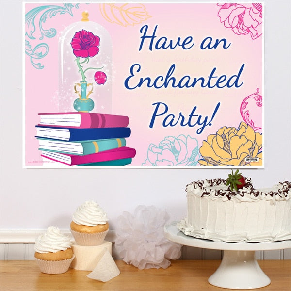 Beauty and the Beast Rose Party Sign, 8.5x11 Printable PDF Digital Download by Birthday Direct