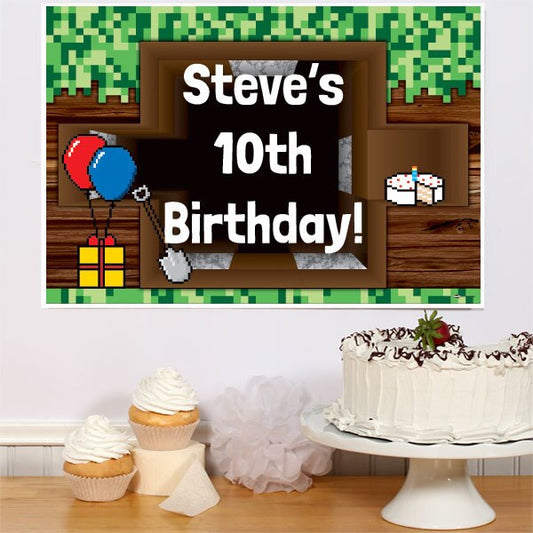 Birthday Direct's Pixel Craft Party Custom Sign