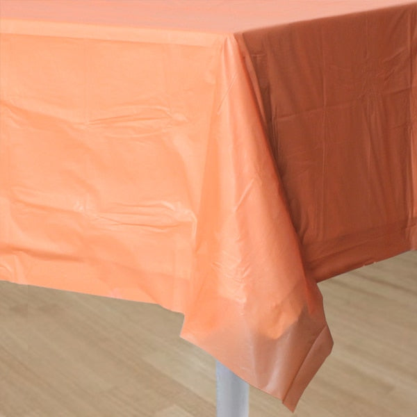 Coral Plastic Table Cover, 54 x 108 inch, each
