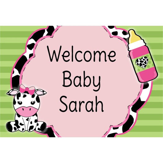 Birthday Direct's Cow Baby Shower Pink Custom Sign