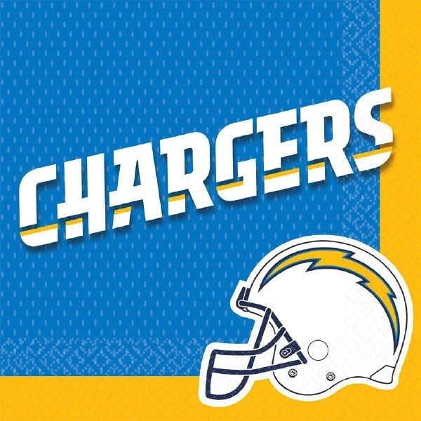 NFL Football San Diego Chargers Lunch Napkins, 6.5 inch fold, set of 16