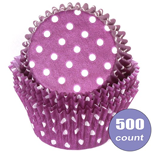 Cupcake Standard Size Greaseproof Paper Baking Cup Purple Polka Dot, standard, 500 count