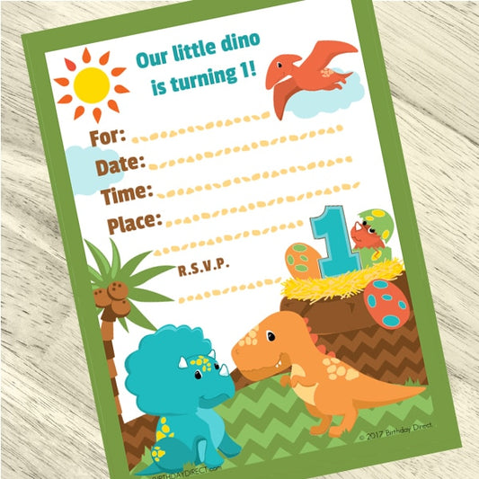 Birthday Direct's Little Dinosaur 1st Birthday Invitations