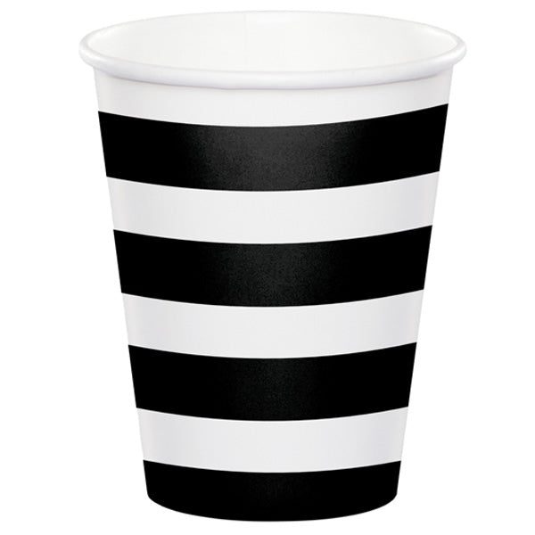 Black Velvet with White Stripe Cups, 8 oz, 8 ct