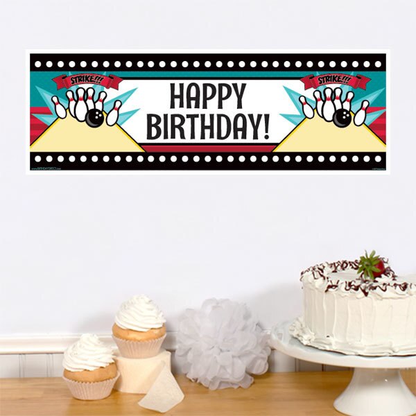 Bowling Birthday Tiny Banner, 8.5x11 Printable PDF Digital Download by Birthday Direct