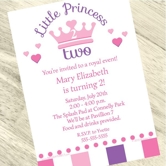 Birthday Direct's Little Princess 2nd Birthday Custom Invitations