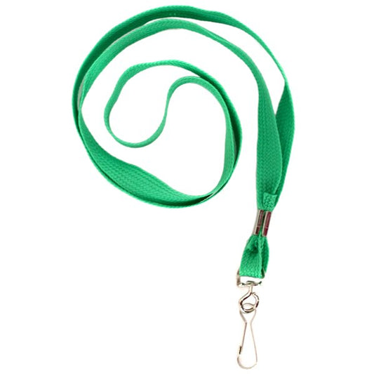 Green Lanyards, Fabric with Metal Clip, 19 inch, set of 12