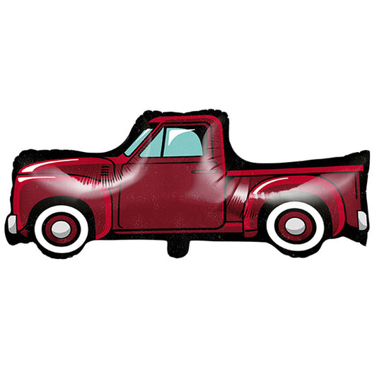 Vintage Red Truck Race Truck Shaped Foil Balloon, 33 x 16 inch, each