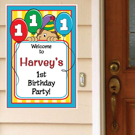 Birthday Direct's Monkey Cute 1st Birthday Custom Door Greeter