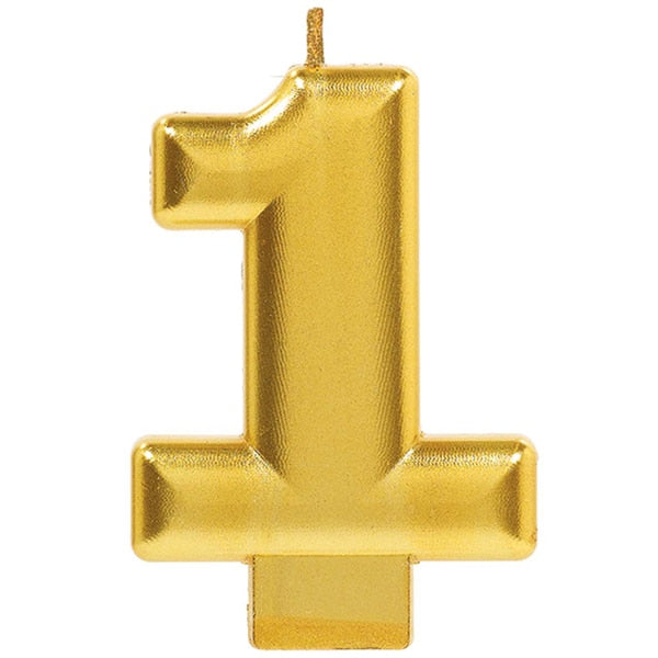 Candle Gold Number 1 for Cake, 3 inch