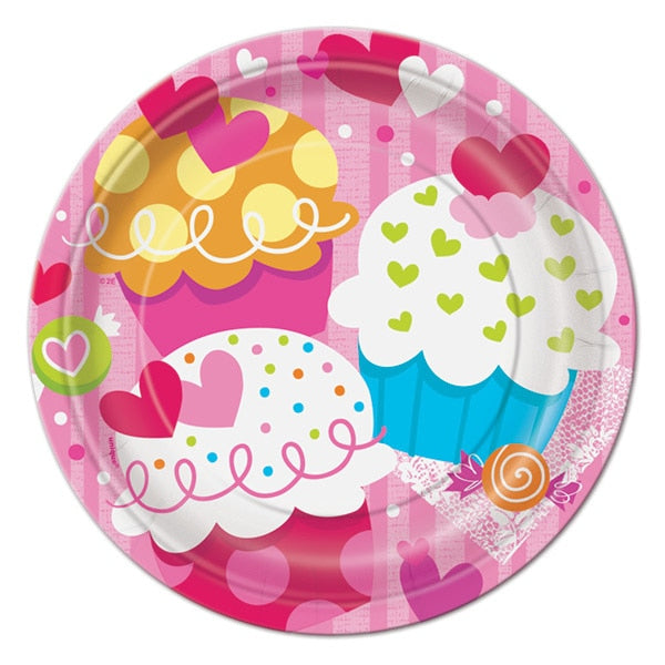 Valentine Cupcake Heart Dessert Plates, 7 inch, 8 count