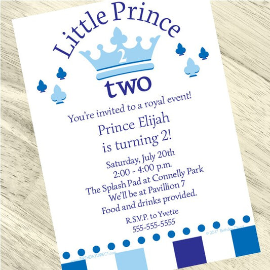 Birthday Direct's Little Prince 2nd Birthday Custom Invitations
