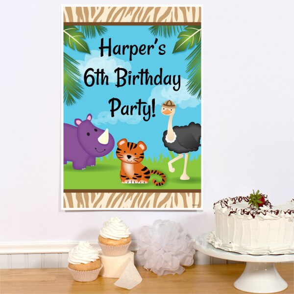 Birthday Direct's Jungle Animals Party Custom Sign