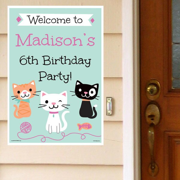 Birthday Direct's Little Cat Party Custom Door Greeter