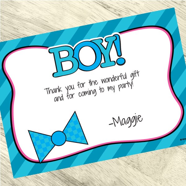 Birthday Direct's Bow or Bowtie Gender Reveal Custom Thank You