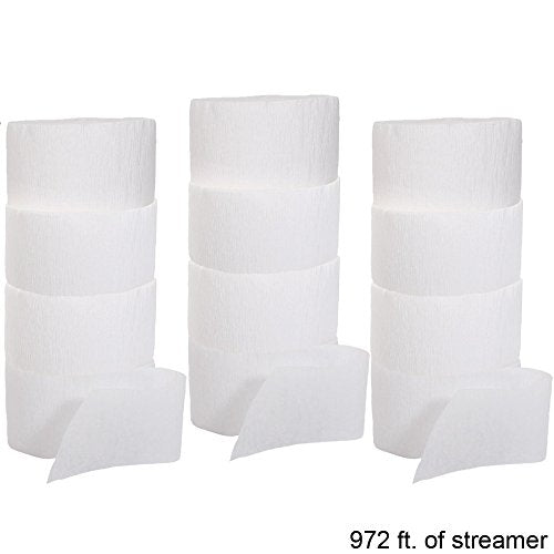 Crepe Streamers 12-81 Foot Rolls White, 972 feet, set of 12