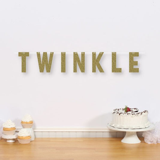 Twinkle Twinkle Little Star Gold Glitter Banner, 5 feet, each