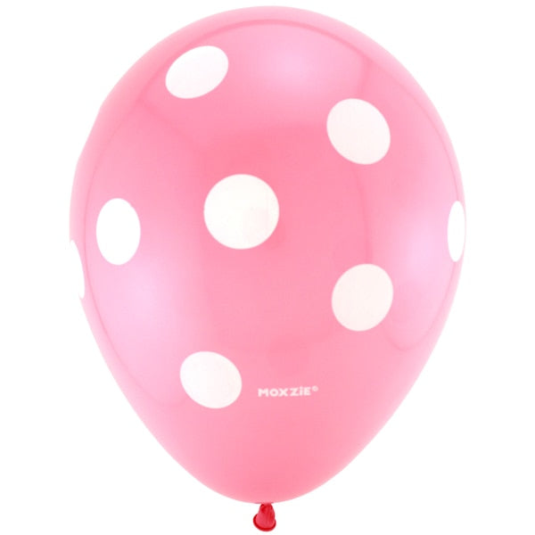 Pink Polka Dot Printed Latex Balloons, 12 inch, 8 count