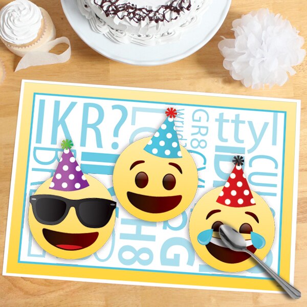 Emoji Party Placemat, 8.5x11 Printable PDF Digital Download by Birthday Direct