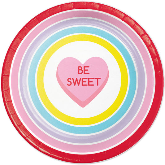 Valentine Candy Hearts Dinner Plates, 9 inch, 8 count