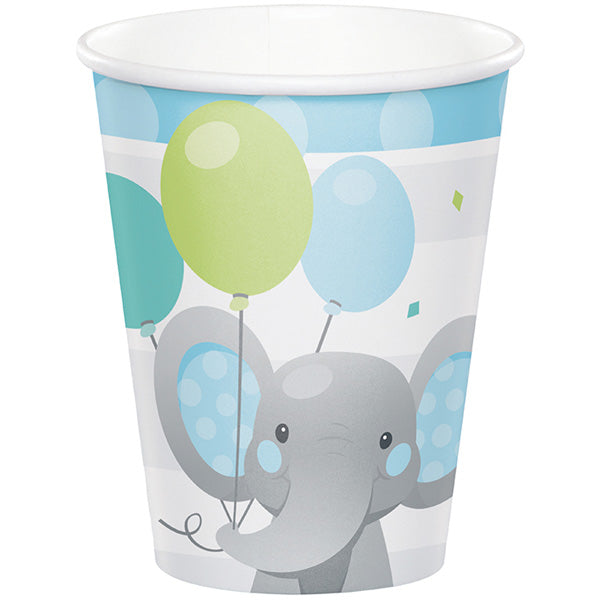 Enchanting Elephant Blue Cups, 9 ounce, 8 count