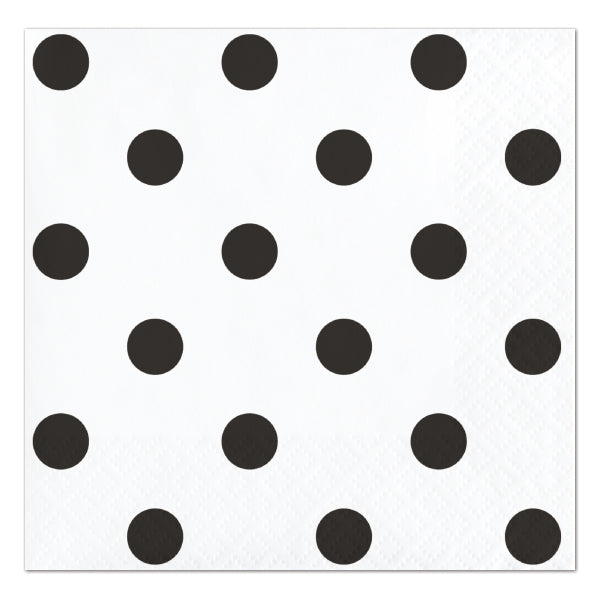 Black Velvet Dots and Stripes Beverage Napkins, 5 inch fold, set of 16