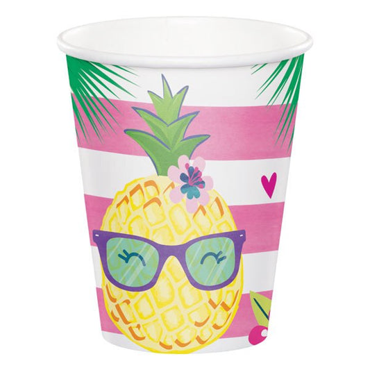 Pineapple and Flamingo Cups, 9 oz, 8 ct