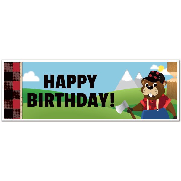 Woodland Beaver Birthday Tiny Banner, 8.5x11 Printable PDF Digital Download by Birthday Direct