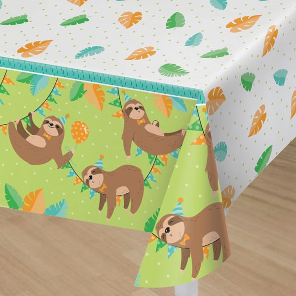 Sloth Party Plastic Table Cover, 54 x 102 inch