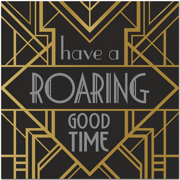 Roaring 1920s Party Foil Good Time Lunch Napkins, 6.5 inch fold, set of 16