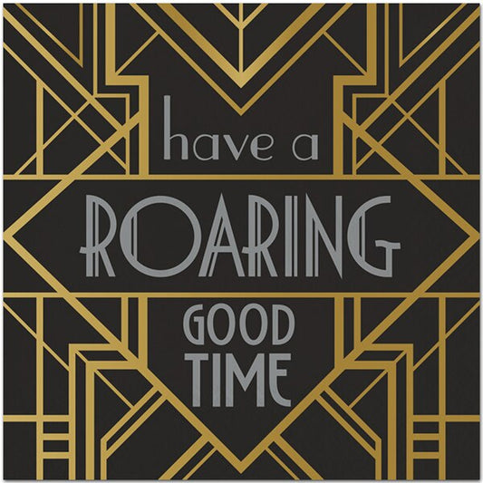 Roaring 1920s Party Foil Good Time Lunch Napkins, 6.5 inch fold, set of 16