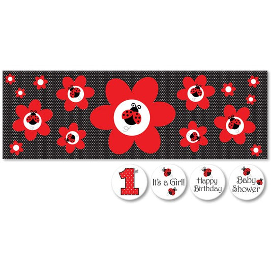 Ladybug Party Birthday Giant Party Banner, 60 x 20 inch, each