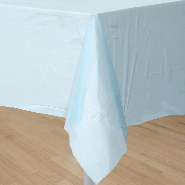Powder Blue Plastic Table Cover, 54 x 108 inch