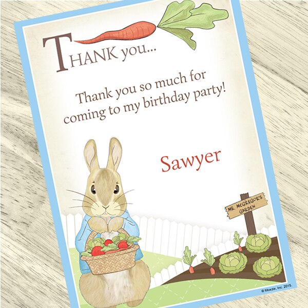 Birthday Direct's Peter Rabbit Party Custom Thank You