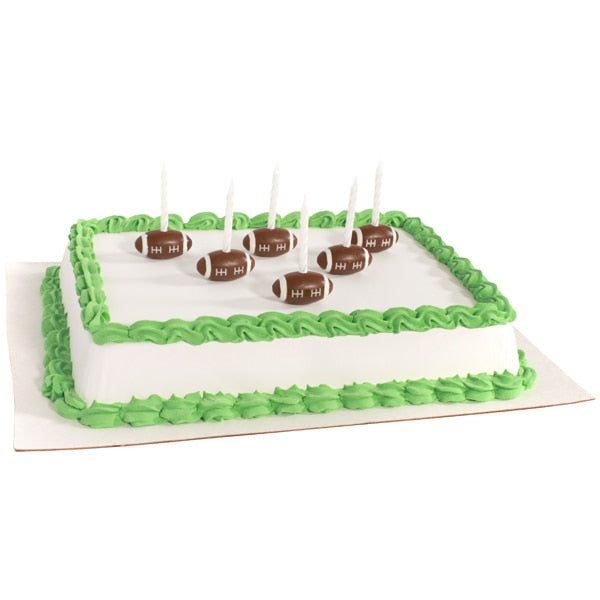 Football Party 1.75 inch Candle Holders and White 2.5 inch Cake Candles, 6 of each