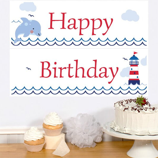 Birthday Direct's Nautical Dolphin Birthday Two Piece Banners