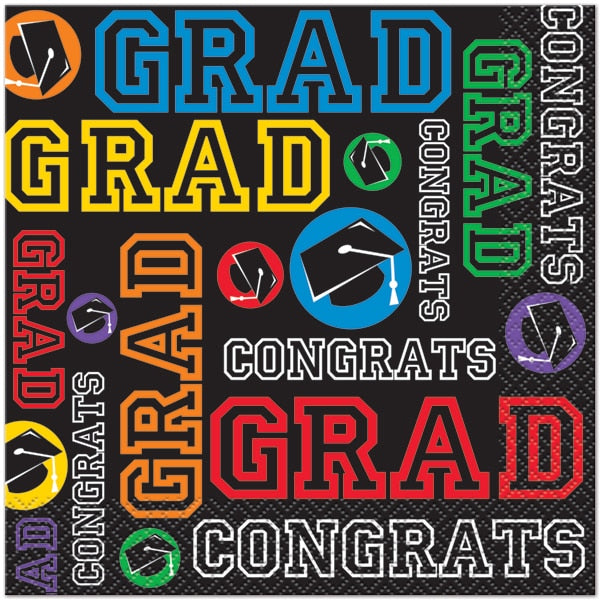 Graduation Party Lunch Napkins, 6.5 inch fold, set of 16