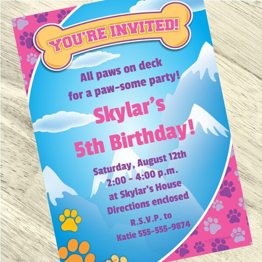 Birthday Direct's Pawty Prints Pink Party Custom Invitations