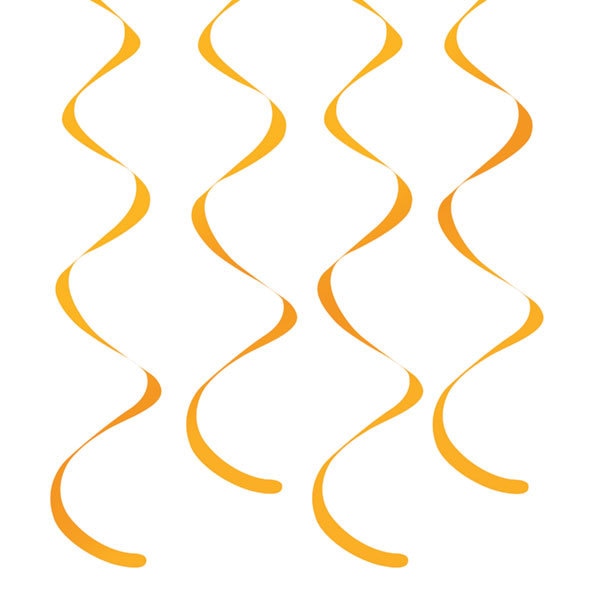 Yellow Dangling Swirls, 14 inch, 4 count