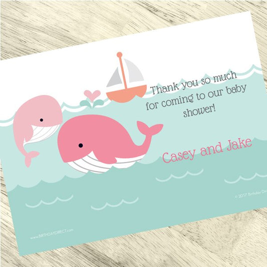 Birthday Direct's Little Whale Baby Shower Pink Custom Thank You