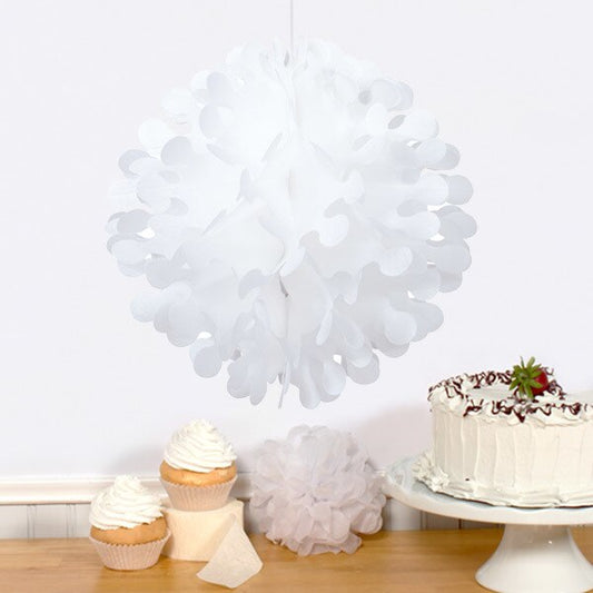 Bright White Flutter Ball Decoration, 12 inch, each