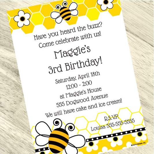 Birthday Direct's Bumble Bee Party Custom Invitations