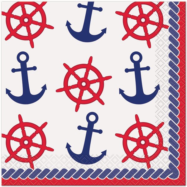 Nautical Lunch Napkins, 6.5 inch fold, set of 16