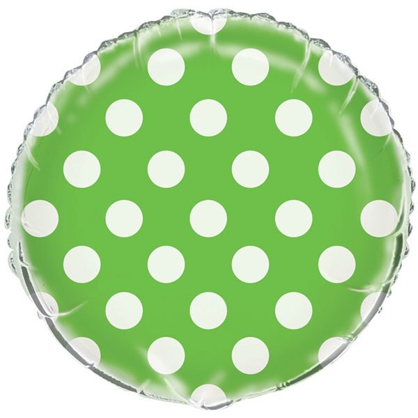 Lime Green with White Dot Foil Balloon, 18 inch, each