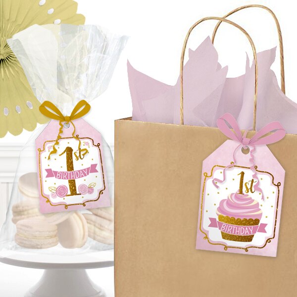 Birthday Direct's Pink and Gold 1st Birthday Favor Tags